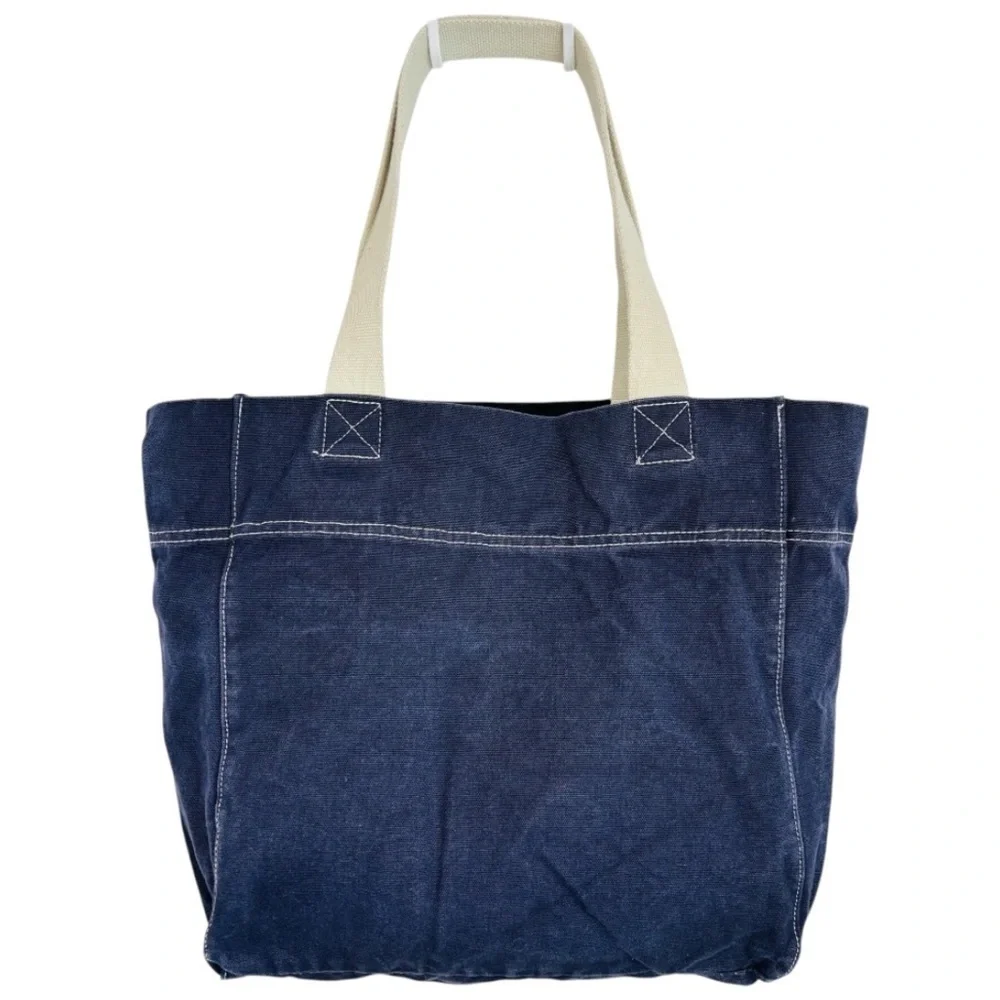 Disneyland Resort Blue Canvas Tote Bag with Embroidered Mickey Mouse Silhouette